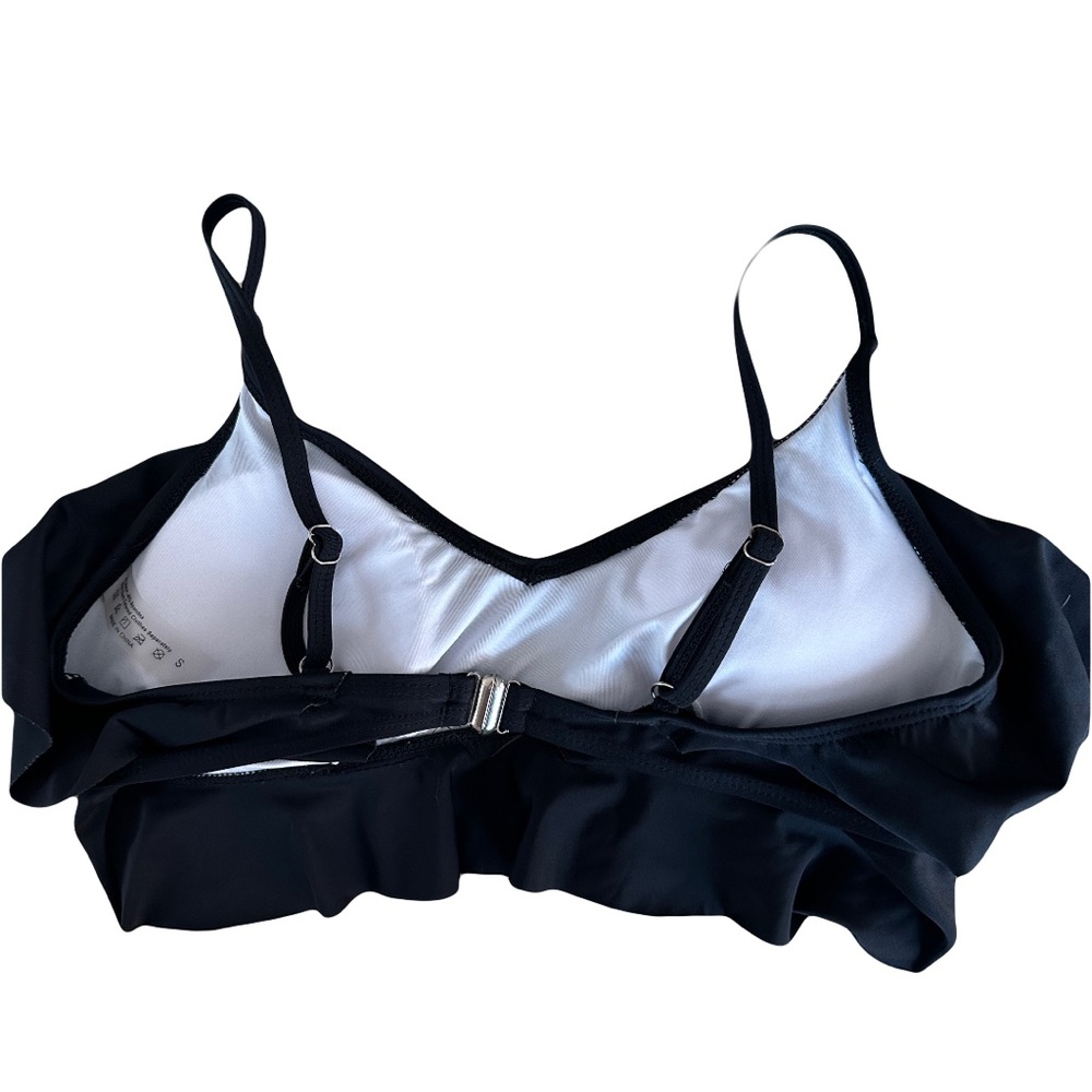 NWOT Black Ruffle Bikini Top Small - Picture 2 of 9